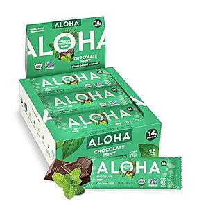 [SnS] $20.89 | 12-Pack 1.98-Oz ALOHA Organic Plant Based Protein Bars (Chocolate Mint) at Amazon
