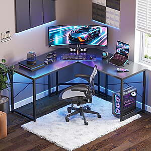 $45 FS Walmart by Casacomoda: Computer Desk L Shaped, 51 Inch Reversible L Shaped Desk, Gaming Desk, Carbon Fiber Black