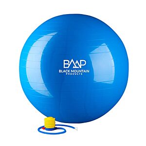 $16.11: Black Mountain Products Static Strength Exercise Stability Ball with Pump, 2000 lb, 75cm, Blue