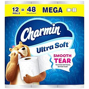 [SnS, AC] $41.72 | 4 × 12-Pack 208-Sheets Charmin Ultra Soft Toilet Paper Mega Rolls ($10.43 each) at Amazon