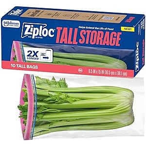 [SnS, AC] $35.05* | 15 × 10-Count Ziploc Seal Top Tall Food Storage Bags (6.5"x15") ($2.34 each) at Amazon