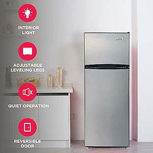Frigidaire 7.5 Cu. ft. Top Mount Refrigerator, Apartment Size Fridge with Reversible Doors, Platinum $218