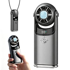 MIALEXO  3-In-1 Mini Handheld Fan w/ Cooling Plate (Dark Grey or Silver Grey) $9.99 + Free Shipping w/ Prime or on $35+