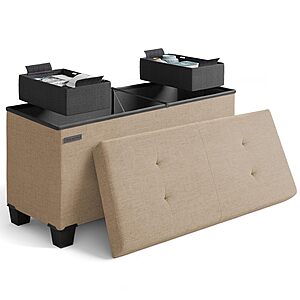 30" Storage Ottoman Bench w/ Bins (Taupe) $34.40 + Free Shipping w/ Prime or on $35+
