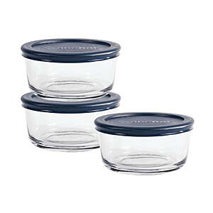 3-Pack 2-Cup Anchor Hocking Round Glass Food Storage Containers w/ Lids $6.34 + Free Shipping w/ Walmart+ or on $35+