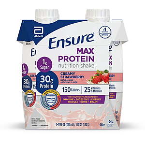 4-Pack 11-Oz Ensure Max Protein Shake (Various Flavors): 2 for $19.94 + $9.97 Walmart Cash + Free Store Pickup