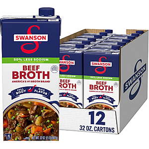 $11.49 | (12 pack) Swanson Lower Sodium Beef Broth, 32 oz Carton ($0.96 each)