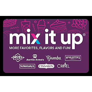 Mix It Up - $50 Gift Card [Digital], $40, Best Buy, Redeem at Moe's Southwest Grill, Auntie Anne's, Jamba and more