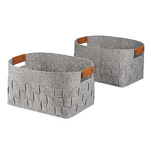 2-Pack Mainstays Medium Woven Felt Storage Basket w/ Faux Leather Handles (Light Grey) $8.74 + Free Shipping w/ Walmart+ or on $35+