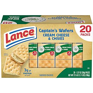 $19.03 S&S Promo: 4x Lance Sandwich Crackers, Variety Pack, 3 Flavors or Cheese-Chives, 20 Individually Wrapped Packs, (80 total)