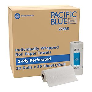[NEW] $27.52 | 30-Pack 85-Sheets Georgia-Pacific Pacific Blue Select 2-Ply Perforated Roll Paper Towels at Amazon