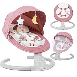 Babyeap Baby Swing for Infants - APP Remote Bluetooth Control, 5 Speed Settings, 10 Lullabies, Pink $67.99