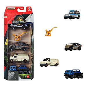 Matchbox Jurassic World 5-Pack 1:64 Die-Cast Cars & Dinosaur Set $6 + Free S&H w/ Walmart+ or $35+