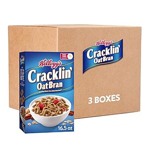 [SnS, AC] $22.41* | 2 × 3-Count 16.5-Oz Kellogg's Cracklin' Oat Bran Breakfast Cereal ($11.21 each) at Amazon