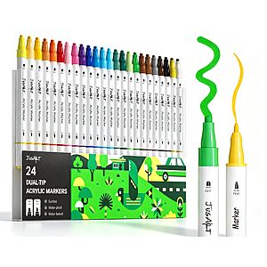 24-Count JustArt Dual Tip Acrylic Paint Makers (White Barrel) $4.89 + Free Shipping w/ Prime or on $35+