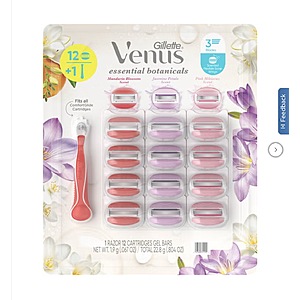 Gillette Venus ComfortGlide Essential Botanicals, 1 Razor + 12 Cartridges Gel $23.99 Free Shipping Costco.com