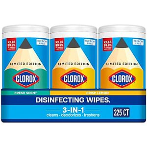 [SnS, AC] $41.75* | 5 × 3-Pack 75-Count Clorox Disinfecting Wipes ($8.35 each) at Amazon