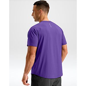 Soothfeel Mens Workout Shirts Quick Dry Athletic Running T-Shirts Short Sleeve Cooling Moisture Wicking Gym Active Tee Tops Purple XL $9.68