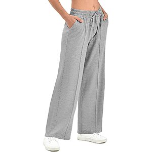 SINOPHANT Women's Wide Leg Sweatpants with Pockets Deep Grey L $8.44