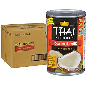 Thai Kitchen Gluten Free Unsweetened Coconut Milk, 13.66 fl oz (Pack of 24) - One 24 Pack of 13.66 Fluid Ounce Canned Coconut Milk, Best in Curries, Sauces, Soups for $36.19