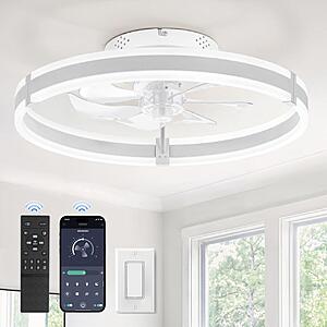 ZMISHIBO 19.7" Low Profile Ceiling Fan with Light and Remote, Dimmable LED Fandelier Ceiling Fan $44 + Free Shipping
