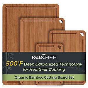Keechee Wood Cutting Board, Carbonized Bamboo Cutting Boards Set With Smooth Surface & Easy Storage (4Pcs) $26.78