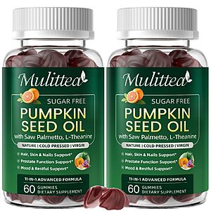 2PK Pumpkin Seed Oil with Saw Palmetto Gummies for Hair & Prostate Support* $14.84