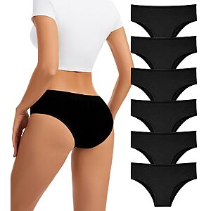 dmuveo Womens Cotton Underwear Hispter Black Panties Bikini Low Rise Soft Breathable Stretch Ladies Cheeky 6 Pack Plus Size 6, Medium $6.83