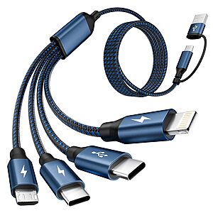 5' MPATIBY 4-in-2 Multi Charging Cable w/ Dual USB-C Input & Dual Type-C/IP/Micro USB Ports (3 Colors) $4.49 + Free Shipping w/ Prime or on $35+