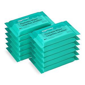 Amazon Basics Flushable Adult Toilet Wipes, Fragrance Free, 504 Count (12 Packs of 42), $12.90 or less