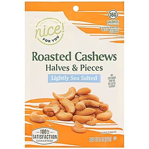 Nice! Roasted Cashews Halves & Pieces Lightly Sea Salted And Other Varieties , 8.0 oz  2 For $5.94