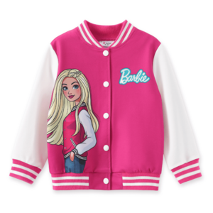$22.02ac  FS Walmart+  (MARKETPLACE) Barbie Girls Bomber Jacket Graphic and Letter Print Colorblock Lightweight Sweatshirt Varsity Jacket Girl Sizes 3-10