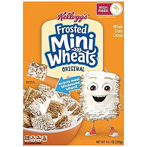 Frosted Mini Wheats Breakfast Cereal Original, 14.1 oz And Other Kelloggs Cereals  3 Boxes For $5.09