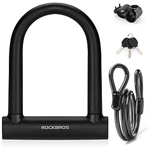 ROCKBROS Bike U-Lock w/ 3.94' Security Cable $13.49 + Free Shipping w/ Prime or on $35+