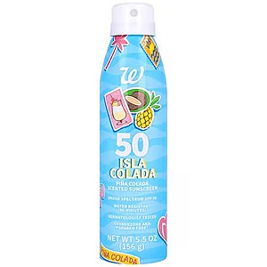 Walgreens Isla Colada Sunscreen Spray SPF 50 Pina Colada, 5.5 oz  2 For $3.73