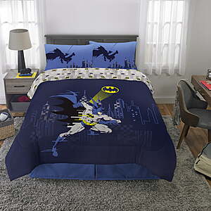 Batman Kids Blue Gray Reversible Comforter, Bed in a Bag, Full $20.99