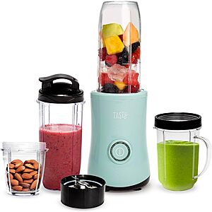 9-Piece 350W Tasty Personal Blender w/ 4 Cups & Travel Lid, Compact & Portable (Aqua) $23.09 + Free Shipping w/ Prime or on $35+