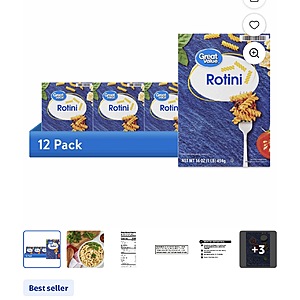 (12 pack) Great Value Rotini, 16 oz $9.94