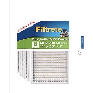 Filtrete Air Filter 1”, MPR 700 MERV 8, Dust, Pollen and Pet Dander Filter, 8-pack $45.99 Various Sizes Free Shipping Costco.com