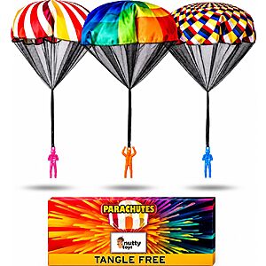NUTTY TOYS Parachute Toys for Kids - Tangle Free Outdoor Flying Parachute Men, Top Indoor & Outside, 3 4 5 6 7 8 9 10 11 12 Year Old, Best Christmas Stocking Stuffers $7.97
