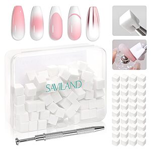100-Count SAVILAND Nail Art Sponges for Ombre w/ Grabbing Pen & Storage Box (White) $4.99 + Free Shipping w/ Prime or on $35+