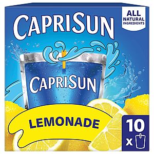 2 pack, 10 count box, Capri Sun Drink, 6 fl oz Pouches, Lemonade, $5.16, Amazon