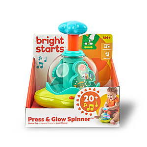 $9.99 FS Walmart+ or Pick Up Bright Starts Press & Glow Spinner Baby Toy with Lights and Sounds, For Ages 6 Months+