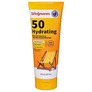 Walgreens SPF 50 Hydrating Broad Spectrum Sunscreen, 8.0 fl oz 2 For $6.73
