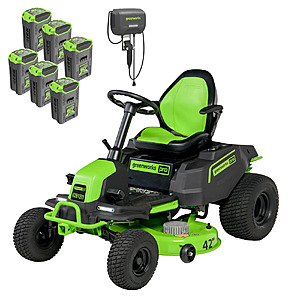 Greenworks 60V 42" Cordless Battery CrossoverT Riding Lawn Mower, (6) 8.0 Ah Batteries and 600W Wall Charger, CRT4262 $2499.99