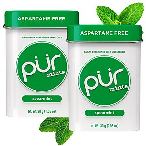 [S&S]60 Count (2x30) PUR Mints, Spearmint, Xylitol Mints, No Artificial Flavor $3.23 + Free S&H w/ Prime or $35+