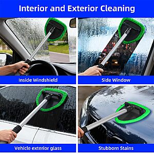 desin Windshield Cleaning Tool, Car Window Cleaner Windshield Cleaner with 4 Reusable and Washable Microfiber Pads and Extendable Handle Auto $9.99