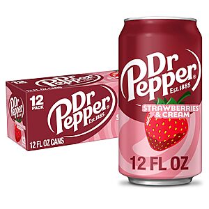 Dr Pepper Strawberries and Cream Soda, 12 fl oz cans, 12 Pack - (2 for $9.16, $4.58 each)