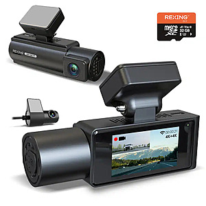Rexing - C2 Pro 4K Dual Dash Cam with Front & Rear 4K, 5GHz Wi-Fi, Parking Mode, 32GB Card - Black $129.99 Bestbuy.com