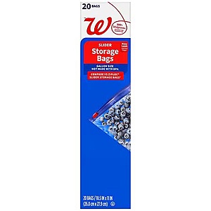 Walgreens Zipper Freezer Bags Gallon, 20.0 ea 3 boxes for $2.37 Other Varieties and Sizes Available